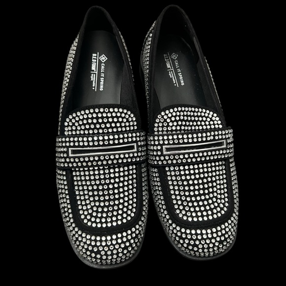 💎Call it Spring Black with Silver rhinestone Loafers us 9 - Picture 2 of 6